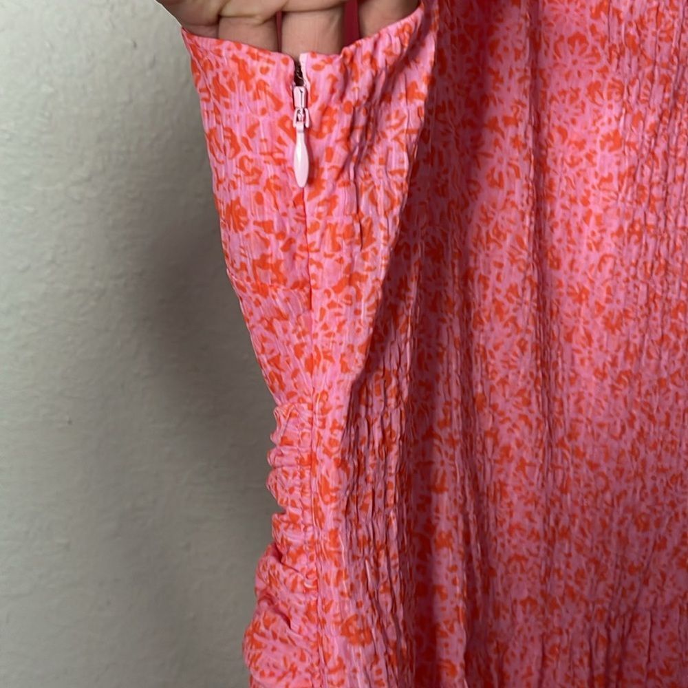 Cinq à Sept Womens Pink Lemonade Nelly Floral Tie Waist Tiered Midi Dress Sz 10 - Picture 10 of 10